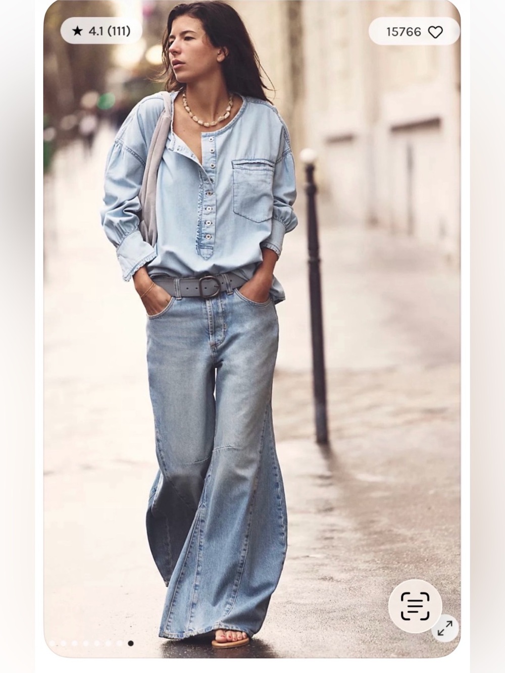Free People Light Blue Wide-Leg Denim Jeans